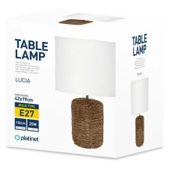 Lampy Stołowe|PLATINET S.A. Lampa stołowa ceramiczna biała/rattan LUCIA