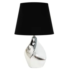 Lampa stołowa ceramiczna czarno-srebrna 31 cm
