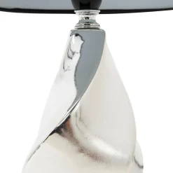 Lampa stołowa ceramiczna czarno-srebrna 31 cm