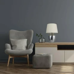 Lampy Stołowe|PLATINET S.A. Lampa stołowa klasyczna abażur biały PTL03SW