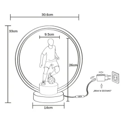 Zumaline Lampa stołowa LED dekoracyjna PIŁKARZ