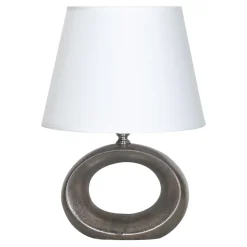 Lampy Stołowe|Zumaline Lampa stołowa z abażurem biało-brązowa 30 cm