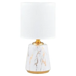 Lampy Stołowe|Zumaline Lampa stołowa z abażurem biało-złota 27 cm