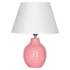Lampy Stołowe|Zumaline Lampa stołowa z abażurem różowo-biała 35,5 cm