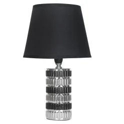 Zumaline Lampa stołowa z abażurem srebrno-czarna 31 cm