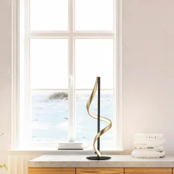 Lampy Stołowe|Paul Neuhaus Lampa stołwa LED Wi-Fi czarno-złota Q-SWING z pilotem