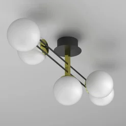 Wszystkie Lampy Sufitowe|Luminex Lampa sufitowa 5 kloszy kule czarno-złota SATELIT V