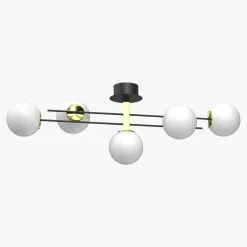 Wszystkie Lampy Sufitowe|Luminex Lampa sufitowa 5 kloszy kule czarno-złota SATELIT V