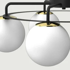 Wszystkie Lampy Sufitowe|Luminex Lampa sufitowa 5 kloszy kule czarno-złota BALLO V