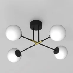 Luminex Lampa sufitowa 4 kule czarno-złota GLAME