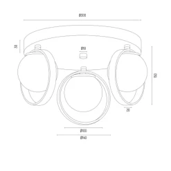 inny Lampa sufitowa 3 kuliste klosze złota SATURNIA