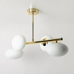 domiluce Lampa sufitowa 4 owalne klosze złota MILO 68x30 cm