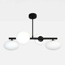 domiluce Lampa sufitowa 4 owalne klosze czarna MILO 68x30 cm