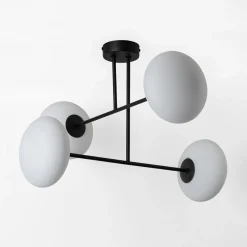 Wszystkie Lampy Sufitowe|domiluce Lampa sufitowa 4 owalne klosze czarna MILO 60x60 cm