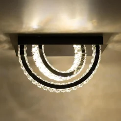 Wszystkie Lampy Sufitowe|Zumaline Lampa sufitowa 2 pierścienie czarna TULA na pilota