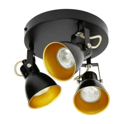 LED-POL Lampa sufitowa 3 reflektory czarno-złota ORO FALCO