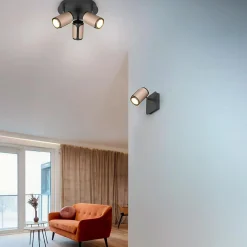 Wszystkie Lampy Sufitowe|inny Lampa sufitowa 3 reflektory kawowa czarna GILLAN