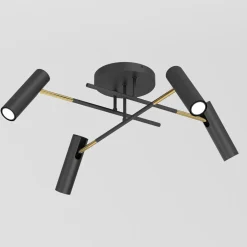 Luminex Lampa sufitowa 4 regulowane reflektory czarno-złota AXION
