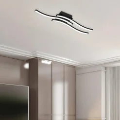 Lampa sufitowa czarna LED ROUTE fale