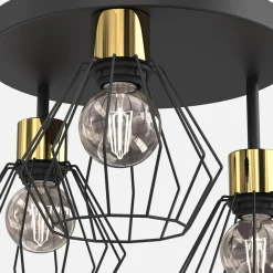 Luminex Lampa sufitowa czarno-złota PARKLA BASKET III