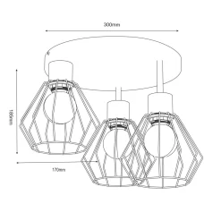 Luminex Lampa sufitowa czarno-złota PARKLA BASKET III