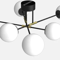 Luminex Lampa sufitowa kule czarno-złoty GLAME 6