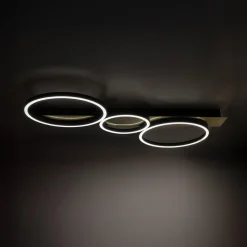 Zumaline Lampa sufitowa LED 3 pierścienie czarno-złota PRIMO
