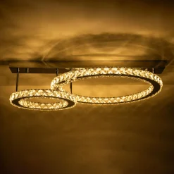 Wszystkie Lampy Sufitowe|Zumaline Lampa sufitowa LED 2 pierścienie chrom GIRONA