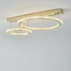 Wszystkie Lampy Sufitowe|Zumaline Lampa sufitowa LED 2 pierścienie złota GIRONA