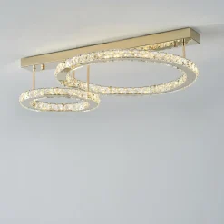 Wszystkie Lampy Sufitowe|Zumaline Lampa sufitowa LED 2 pierścienie złota GIRONA