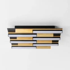 Zumaline Lampa sufitowa LED czarna drewniana ELIOT