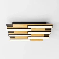 Zumaline Lampa sufitowa LED czarna drewniana ELIOT