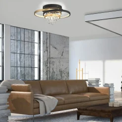 Paul Neuhaus Lampa sufitowa LED czarno-złota ROTAZO