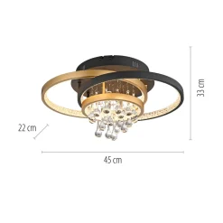 Paul Neuhaus Lampa sufitowa LED czarno-złota ROTAZO