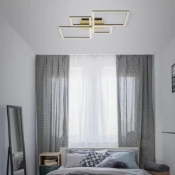 Wszystkie Lampy Sufitowe| Lampa sufitowa LED obrotowa złoto brązowa FRAME 75 cm