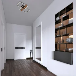 Wszystkie Lampy Sufitowe|inny Lampa sufitowa LED prostokątna 2 ramki czarna drewno FRAME 50,5 cm