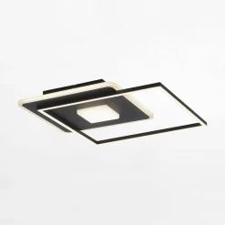 Paul Neuhaus Lampa sufitowa LED z ramką kwadratowa czarna DOMINO