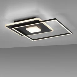 Paul Neuhaus Lampa sufitowa LED z ramką kwadratowa czarna DOMINO