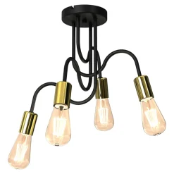 Wszystkie Lampy Sufitowe|Luminex Lampa sufitowa loftowa czarno-złota DOW IV
