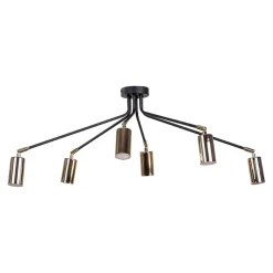 domiluce Lampa sufitowa loftowa 6-punktowa czarno-złota ORBIT