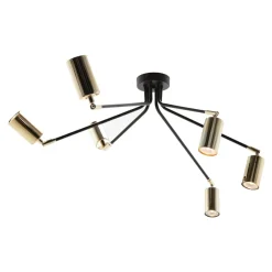 domiluce Lampa sufitowa loftowa 6-punktowa czarno-złota ORBIT