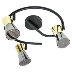 Wszystkie Lampy Sufitowe|Zumaline Lampa sufitowa 3-punktowa czarno-złota CENTO 30 cm