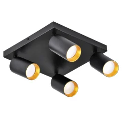 Wszystkie Lampy Sufitowe| Lampa sufitowa 4-punktowa czarno-złota MARIBEL IV