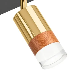 Lampa sufitowa z 4 reflektorkami regulowana złota AURORA