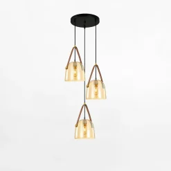 inny Lampa wisząca 3 klosze bursztynowa SOLTA