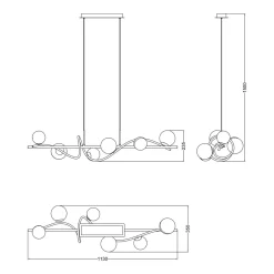 Lampy Wiszące|Zumaline Lampa wisząca 6 kloszy kule czarno-złota NISYRO