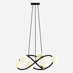 Lampy Wiszące|Zumaline Lampa wisząca 8 kloszy kule czarno-złota NISYRO