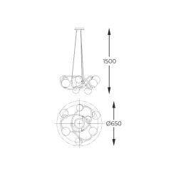 Lampy Wiszące|Zumaline Lampa wisząca 8 kloszy kule czarno-złota NISYRO