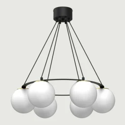 Lampy Wiszące|Luminex Lampa wisząca 6 kloszy kule czarno-złota BALLO VI