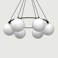 Lampy Wiszące|Luminex Lampa wisząca 6 kloszy kule czarno-złota BALLO VI